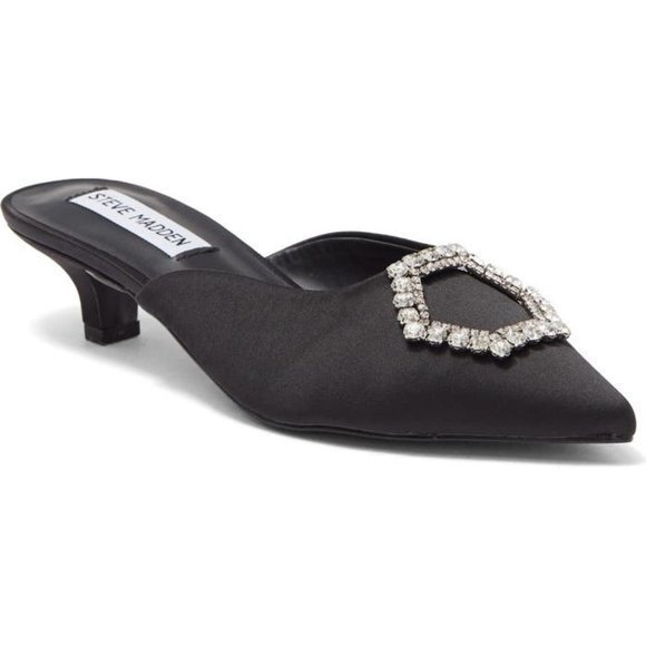 NWOB STEVE MADDEN Kees Rhinestone Embellished black Mule slide size 8.5 - Picture 1 of 10